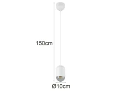 Kleine LED Pendelleuchte einflammig aus Metall in Weiß, Ø 10cm