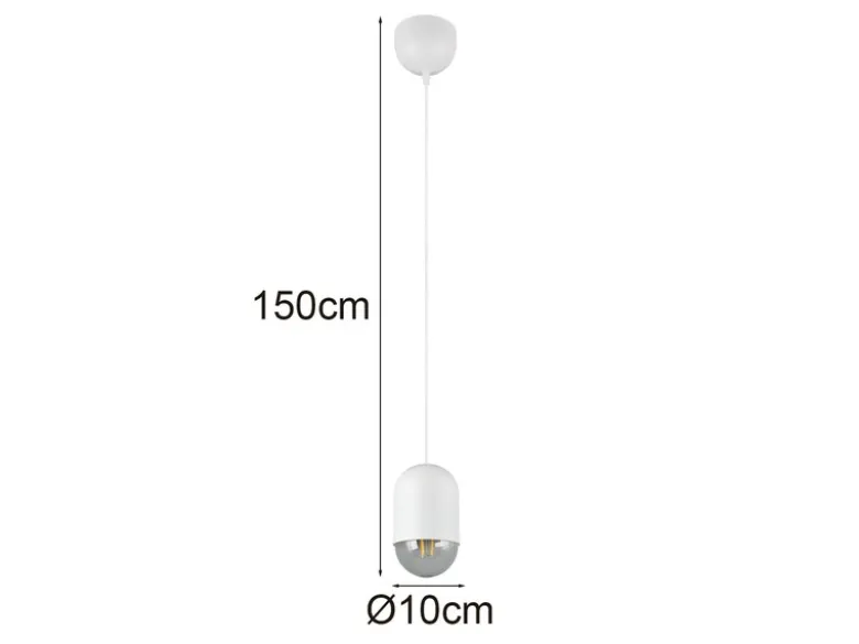 Kleine LED Pendelleuchte einflammig aus Metall in Weiß, Ø 10cm