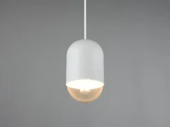 Kleine LED Pendelleuchte einflammig aus Metall in Weiß, Ø 10cm
