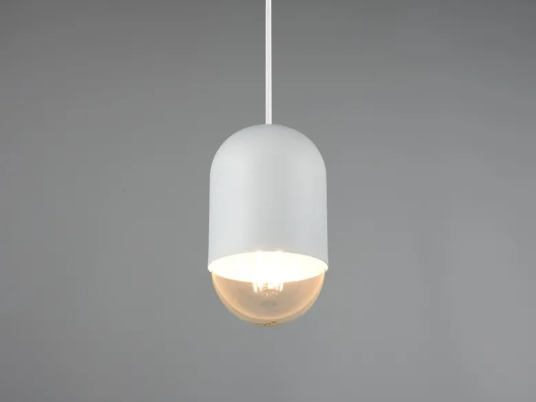 Kleine LED Pendelleuchte einflammig aus Metall in Weiß, Ø 10cm
