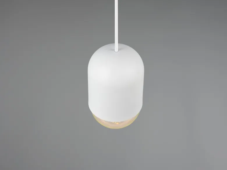 Kleine LED Pendelleuchte einflammig aus Metall in Weiß, Ø 10cm