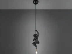 Kleine LED Pendelleuchte einflammig Affenlampe Schwarz, Breite 14,5cm