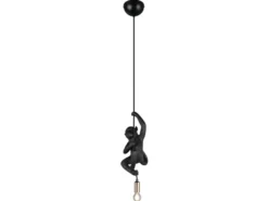 Kleine LED Pendelleuchte einflammig Affenlampe Schwarz, Breite 14,5cm