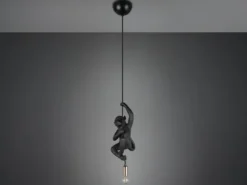 Kleine LED Pendelleuchte einflammig Affenlampe Schwarz, Breite 14,5cm