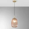 Kleine LED Pendelleuchte einflammig mit Glasschirm Bernstein Ø 21cm