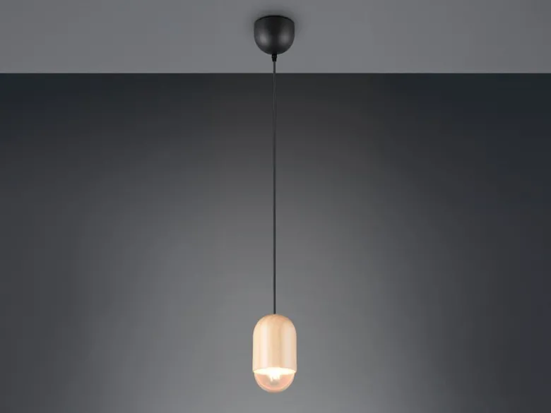 Kleine LED Pendelleuchte einflammig aus hellem Naturholz, Ø 10cm