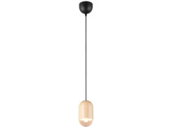 Kleine LED Pendelleuchte einflammig aus hellem Naturholz, Ø 10cm