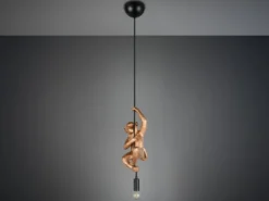 Kleine LED Pendelleuchte einflammig Affenlampe Schwarz Gold, Breite 14,5cm