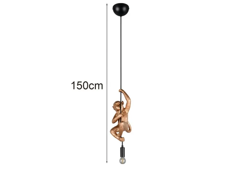 Kleine LED Pendelleuchte einflammig Affenlampe Schwarz Gold, Breite 14,5cm