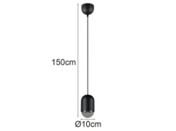 Kleine LED Pendelleuchte einflammig aus Metall in Schwarz, Ø 10cm