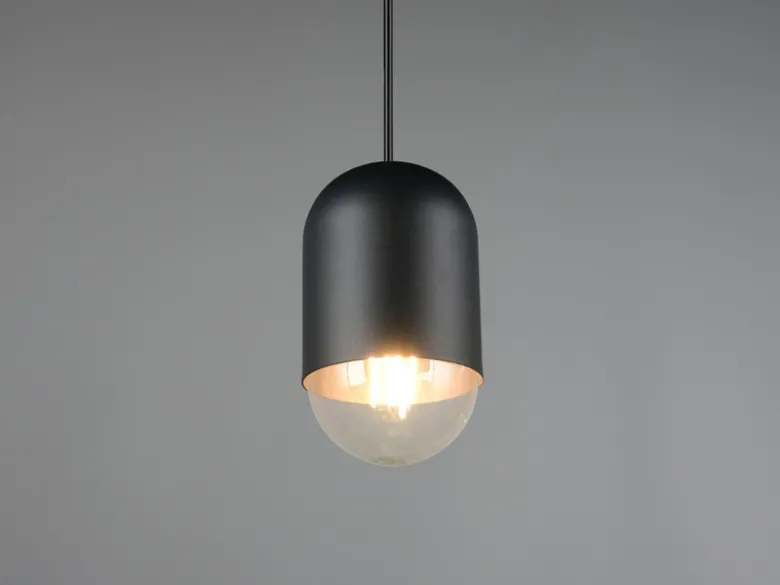 Kleine LED Pendelleuchte einflammig aus Metall in Schwarz, Ø 10cm