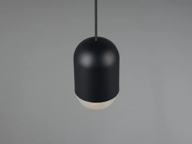 Kleine LED Pendelleuchte einflammig aus Metall in Schwarz, Ø 10cm