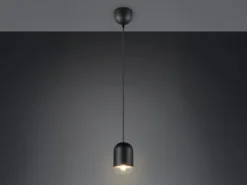 Kleine LED Pendelleuchte einflammig aus Metall in Schwarz, Ø 10cm
