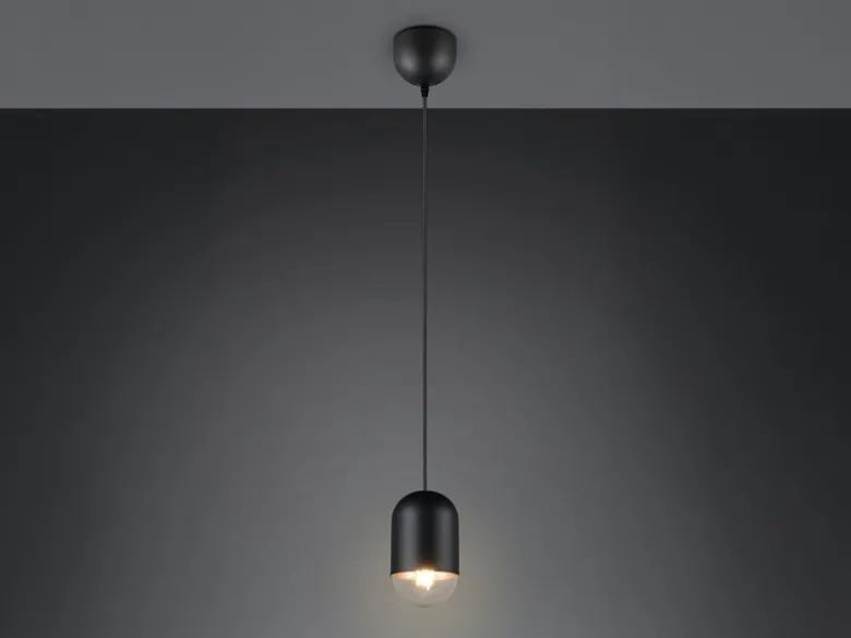 Kleine LED Pendelleuchte einflammig aus Metall in Schwarz, Ø 10cm