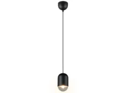 Kleine LED Pendelleuchte einflammig aus Metall in Schwarz, Ø 10cm