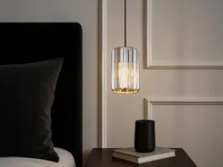 Kleine LED Pendelleuchte einflammig mit Rauchglas Kristall Ø 13,5cm