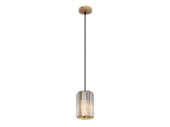 Kleine LED Pendelleuchte einflammig mit Rauchglas Kristall Ø 13,5cm