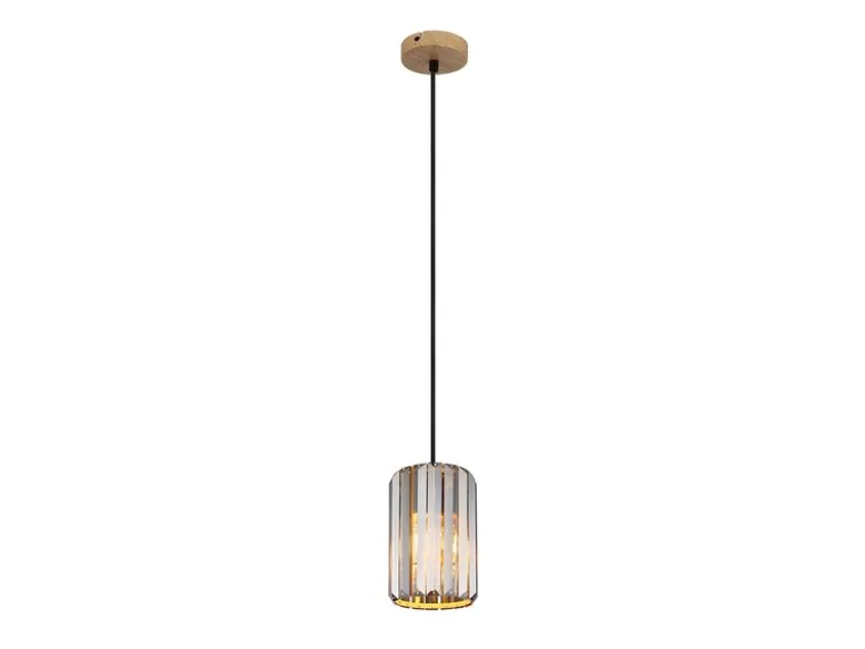 Kleine LED Pendelleuchte einflammig mit Rauchglas Kristall Ø 13,5cm