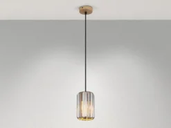 Kleine LED Pendelleuchte einflammig mit Rauchglas Kristall Ø 13,5cm