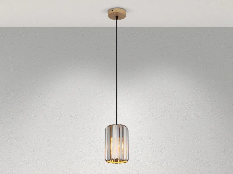 Kleine LED Pendelleuchte einflammig mit Rauchglas Kristall Ø 13,5cm