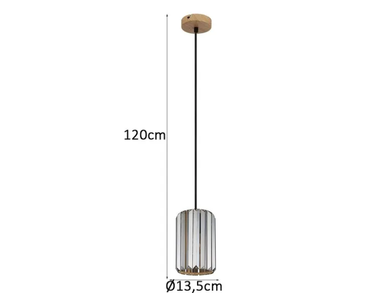 Kleine LED Pendelleuchte einflammig mit Rauchglas Kristall Ø 13,5cm
