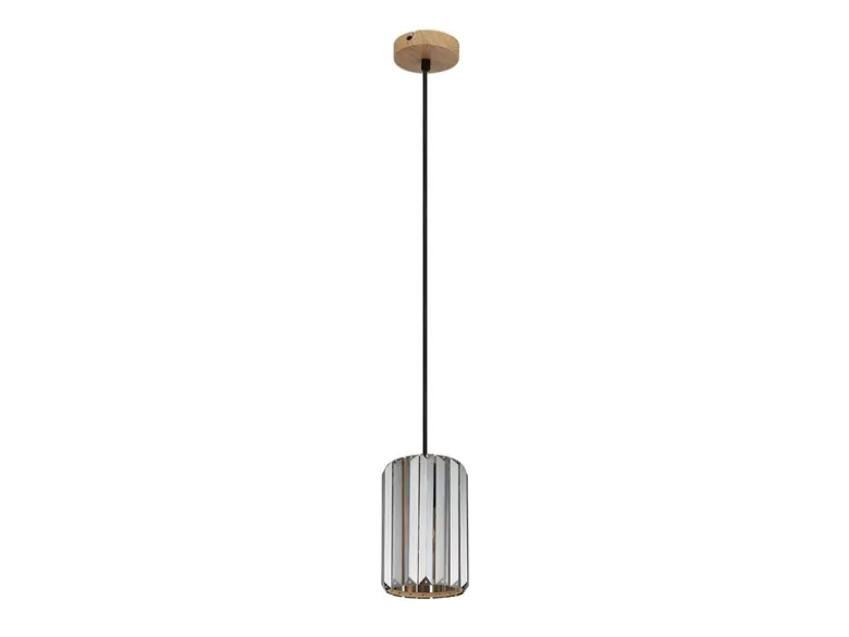 Kleine LED Pendelleuchte einflammig mit Rauchglas Kristall Ø 13,5cm