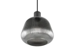 Kleine LED Pendelleuchte 1-flammig mit Glasschirm Chrom bedampft, Ø 22cm