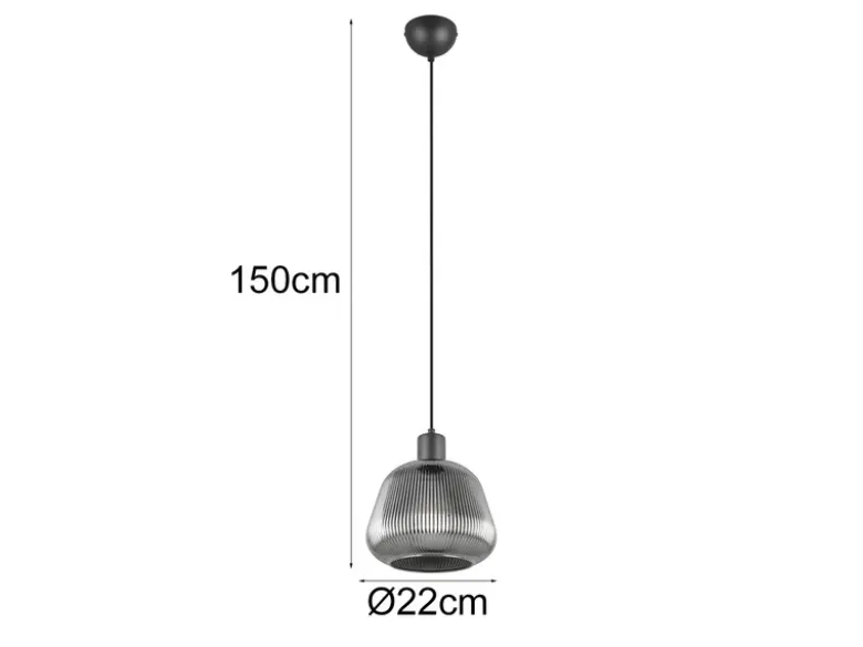 Kleine LED Pendelleuchte 1-flammig mit Glasschirm Chrom bedampft, Ø 22cm
