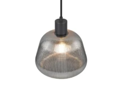 Kleine LED Pendelleuchte 1-flammig mit Glasschirm Chrom bedampft, Ø 22cm