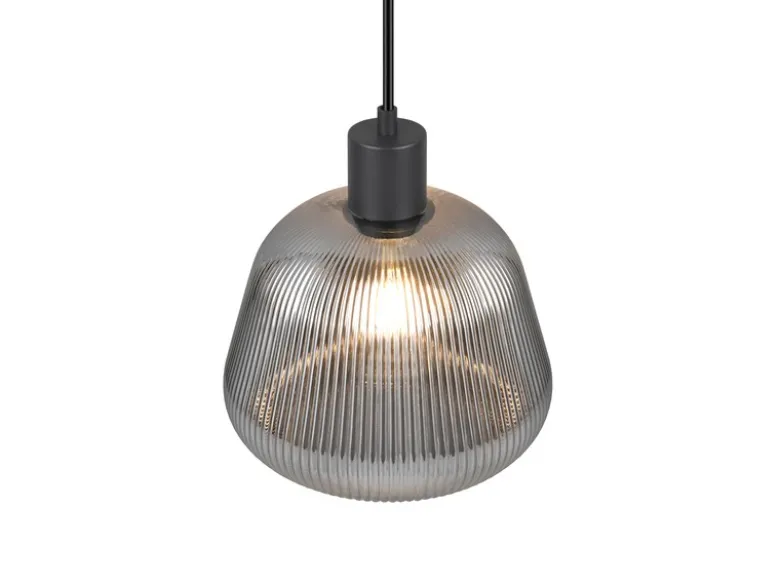 Kleine LED Pendelleuchte 1-flammig mit Glasschirm Chrom bedampft, Ø 22cm