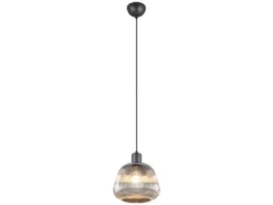 Kleine LED Pendelleuchte 1-flammig mit Glasschirm Chrom bedampft, Ø 22cm