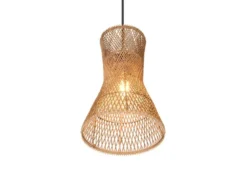 Kleine LED Pendelleuchte 1-flammig mit Lampenschirm aus Papiergarn, Ø 20cm