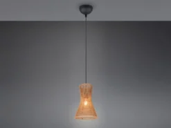 Kleine LED Pendelleuchte 1-flammig mit Lampenschirm aus Papiergarn, Ø 20cm