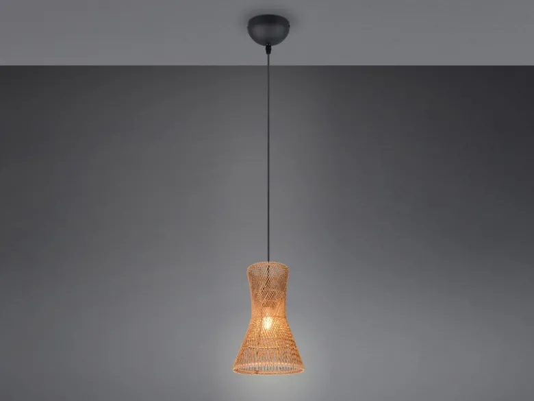 Kleine LED Pendelleuchte 1-flammig mit Lampenschirm aus Papiergarn, Ø 20cm