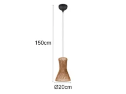 Kleine LED Pendelleuchte 1-flammig mit Lampenschirm aus Papiergarn, Ø 20cm