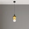 Kleine LED Pendelleuchte 1-flammig Glas Lampenschirm Gold, Ø 18cm