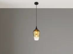 Kleine LED Pendelleuchte 1-flammig Glas Lampenschirm Gold, Ø 18cm