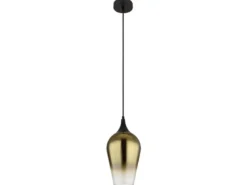 Kleine LED Pendelleuchte 1-flammig Glas Lampenschirm Gold, Ø 18cm
