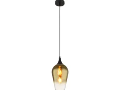Kleine LED Pendelleuchte 1-flammig Glas Lampenschirm Gold, Ø 18cm
