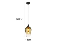 Kleine LED Pendelleuchte 1-flammig Glas Lampenschirm Gold, Ø 18cm