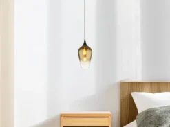 Kleine LED Pendelleuchte 1-flammig Glas Lampenschirm Gold, Ø 18cm