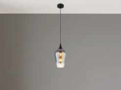 Kleine LED Pendelleuchte 1-flammig Rauchglas Lampenschirm, Ø 18cm