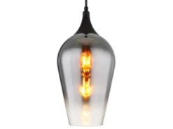 Kleine LED Pendelleuchte 1-flammig Rauchglas Lampenschirm, Ø 18cm