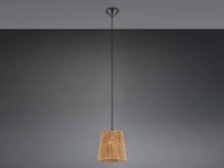 Kleine LED Pendelleuchte 1-flammig mit Lampenschirm aus Papiergarn, Ø 24cm