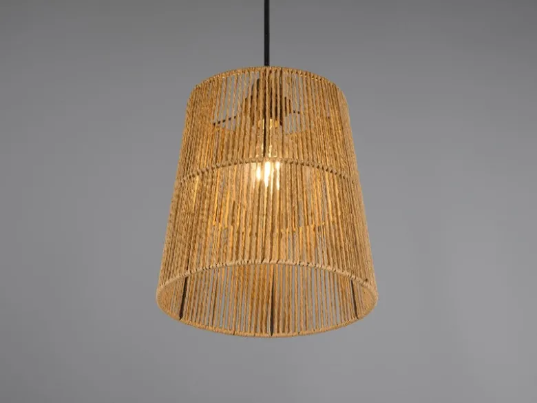 Kleine LED Pendelleuchte 1-flammig mit Lampenschirm aus Papiergarn, Ø 24cm