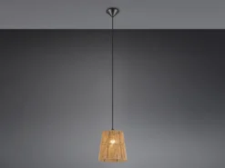 Kleine LED Pendelleuchte 1-flammig mit Lampenschirm aus Papiergarn, Ø 24cm
