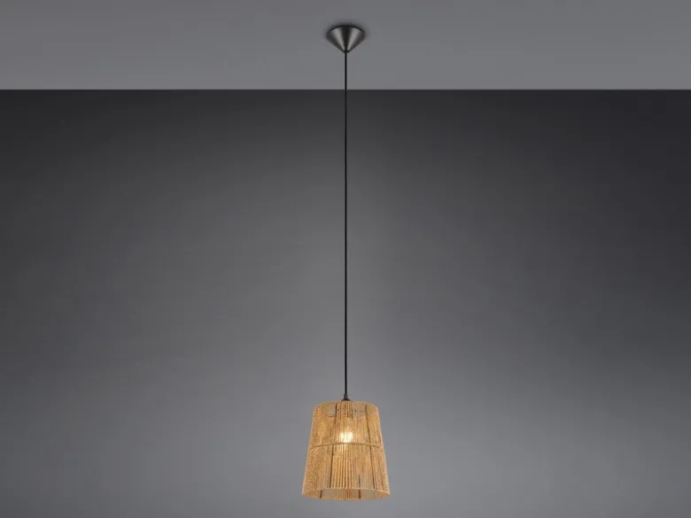Kleine LED Pendelleuchte 1-flammig mit Lampenschirm aus Papiergarn, Ø 24cm