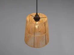 Kleine LED Pendelleuchte 1-flammig mit Lampenschirm aus Papiergarn, Ø 24cm