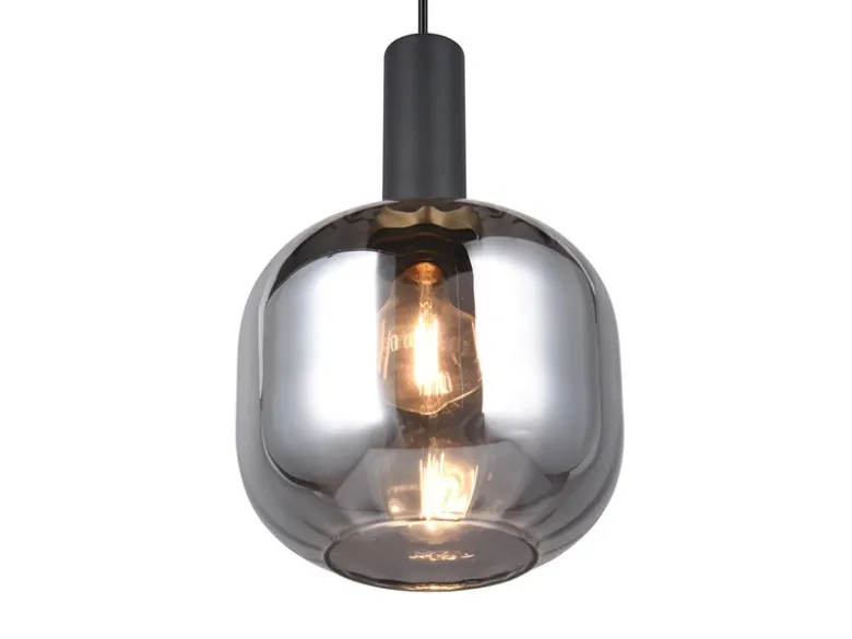 Kleine LED Pendelleuchte 1-flammig mit Glasschirm Chrom bedampft, Ø 20cm