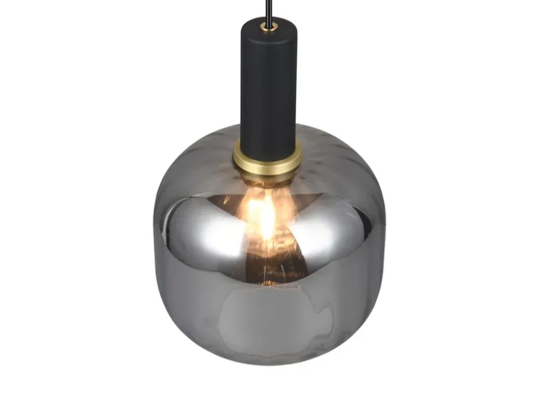 Kleine LED Pendelleuchte 1-flammig mit Glasschirm Chrom bedampft, Ø 20cm